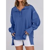 image:imageANRABESS Sweatshirt for Women Oversized Casual Fall Henley Pullover TopRoyal Blue