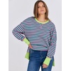 image:imageANRABESS Women Oversized Lightweight Sweatshirts Fall Long Sleeve ShirtsPink Green