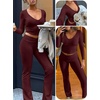 image:imageANRABESS Womens 2 Piece Outfits 2026 Fall Lounge Matching SetDeep Red