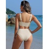 image:imageANRABESS Womens High Waisted Bikini Sets Square Neck Two Piece SwimsuitsBeige