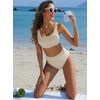 image:imageANRABESS Womens High Waisted Bikini Sets Square Neck Two Piece SwimsuitsBeige