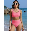 image:imageANRABESS Womens High Waisted Bikini Sets Square Neck Two Piece SwimsuitsCoral Pink