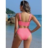 image:imageANRABESS Womens High Waisted Bikini Sets Square Neck Two Piece SwimsuitsCoral Pink