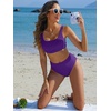 image:imageANRABESS Womens High Waisted Bikini Sets Square Neck Two Piece SwimsuitsDark Purple