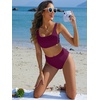 image:imageANRABESS Womens High Waisted Bikini Sets Square Neck Two Piece SwimsuitsFuchsia