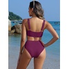 image:imageANRABESS Womens High Waisted Bikini Sets Square Neck Two Piece SwimsuitsFuchsia