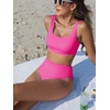 image:imageANRABESS Womens High Waisted Bikini Sets Square Neck Two Piece SwimsuitsHot Pink