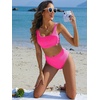 image:imageANRABESS Womens High Waisted Bikini Sets Square Neck Two Piece SwimsuitsHot Pink