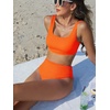 image:imageANRABESS Womens High Waisted Bikini Sets Square Neck Two Piece SwimsuitsNeon Orange