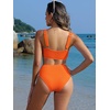 image:imageANRABESS Womens High Waisted Bikini Sets Square Neck Two Piece SwimsuitsNeon Orange