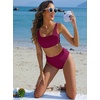 image:imageANRABESS Womens High Waisted Bikini Sets Square Neck Two Piece SwimsuitsPurple Red