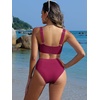 image:imageANRABESS Womens High Waisted Bikini Sets Square Neck Two Piece SwimsuitsPurple Red