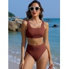 image:imageANRABESS Womens High Waisted Bikini Sets Square Neck Two Piece SwimsuitsRed Brown
