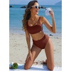 image:imageANRABESS Womens High Waisted Bikini Sets Square Neck Two Piece SwimsuitsRed Brown