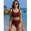 image:imageANRABESS Womens High Waisted Bikini Sets Square Neck Two Piece SwimsuitsWine Red