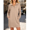 image:imageANRABESS Womens Long Sleeve Half Zip Mini DressAlmond