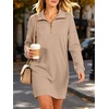 image:imageANRABESS Womens Long Sleeve Half Zip Mini DressAlmond