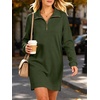 image:imageANRABESS Womens Long Sleeve Half Zip Mini DressArmy Green