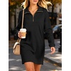 image:imageANRABESS Womens Long Sleeve Half Zip Mini DressBlack
