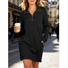 image:imageANRABESS Womens Long Sleeve Half Zip Mini DressBlack