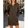 image:imageANRABESS Womens Long Sleeve Half Zip Mini DressBrown