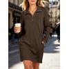 image:imageANRABESS Womens Long Sleeve Half Zip Mini DressBrown