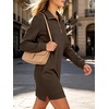 image:imageANRABESS Womens Long Sleeve Half Zip Mini DressBrown