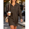image:imageANRABESS Womens Long Sleeve Half Zip Mini DressBrown