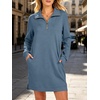 image:imageANRABESS Womens Long Sleeve Half Zip Mini DressGrey Blue