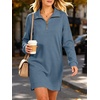image:imageANRABESS Womens Long Sleeve Half Zip Mini DressGrey Blue