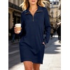 image:imageANRABESS Womens Long Sleeve Half Zip Mini DressNavy Blue