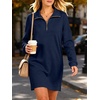 image:imageANRABESS Womens Long Sleeve Half Zip Mini DressNavy Blue