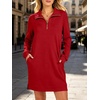 image:imageANRABESS Womens Long Sleeve Half Zip Mini DressRed