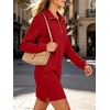 image:imageANRABESS Womens Long Sleeve Half Zip Mini DressRed