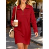image:imageANRABESS Womens Long Sleeve Half Zip Mini DressRed