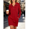 image:imageANRABESS Womens Long Sleeve Half Zip Mini DressRed