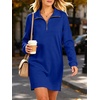 image:imageANRABESS Womens Long Sleeve Half Zip Mini DressRoyal Blue