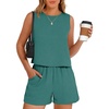 image:imageANRABESS 2 Piece Sets for Women Summer Tank Top Matching Lounge Shorts SetLake