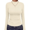 image:imageANRABESS Women Mock Neck Thermal Tops Fall Long Sleeve ShirtsBeige