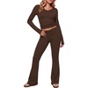 image:imageANRABESS Womens 2 Piece Outfits 2026 Fall Lounge Matching SetDark Brown