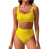 image:imageANRABESS Womens High Waisted Bikini Sets Square Neck Two Piece SwimsuitsYellow