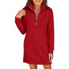 image:imageANRABESS Womens Long Sleeve Half Zip Mini DressRed