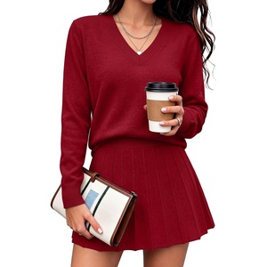 image:imageANRABESS Skirt Sets for Women Fall 2 piece OutfitsRed