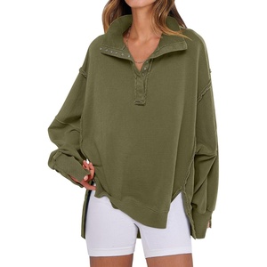 image:imageANRABESS Sweatshirt for Women Oversized Casual Fall Henley Pullover TopArmy Green