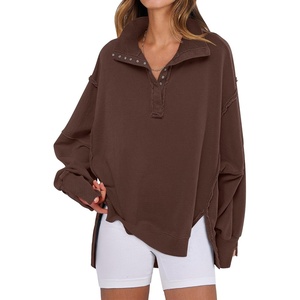 image:imageANRABESS Sweatshirt for Women Oversized Casual Fall Henley Pullover TopCoffee