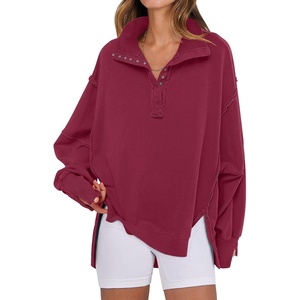 image:imageANRABESS Sweatshirt for Women Oversized Casual Fall Henley Pullover TopDeep Red