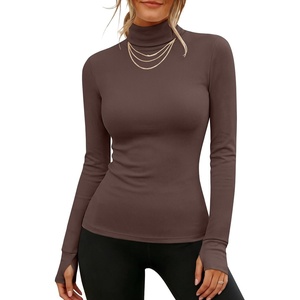 image:imageANRABESS Womens Long Sleeve Turtleneck Thermal Tops Fall UndershirtsCoffee
