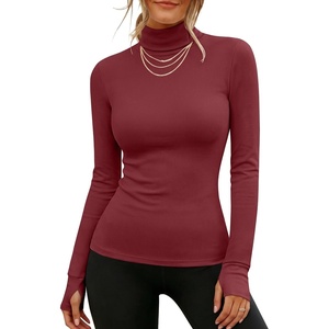 image:imageANRABESS Womens Long Sleeve Turtleneck Thermal Tops Fall UndershirtsRed