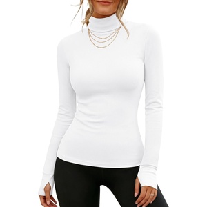 image:imageANRABESS Womens Long Sleeve Turtleneck Thermal Tops Fall UndershirtsWhite