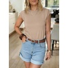 image:imageANRABESS Business Casual Tops for Women Cap Sleeve Work Wrinkle Free ShirtsAlmond